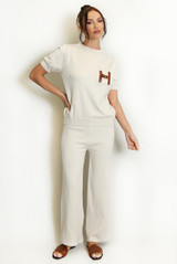 Soft Knit H Motif Jumper and Wide Leg Trouser Set