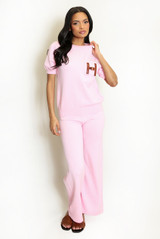 Soft Knit H Motif Jumper and Wide Leg Trouser Set