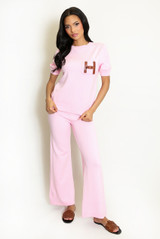 Soft Knit H Motif Jumper and Wide Leg Trouser Set