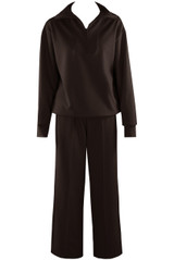 Half Zip Sweatshirt And Wide Leg Trouser Set