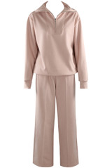 Half Zip Sweatshirt And Wide Leg Trouser Set