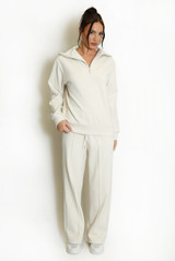 Half Zip Sweatshirt And Wide Leg Trouser Set