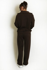 Half Zip Sweatshirt And Wide Leg Trouser Set