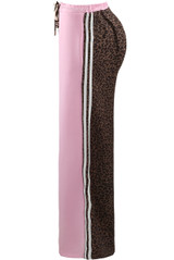 Half Leopard Print Jogger With Stripe