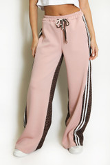 Half Leopard Print Jogger With Stripe