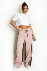 Half Leopard Print Jogger With Stripe