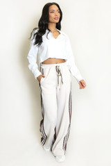 Half Leopard Print Jogger With Stripe