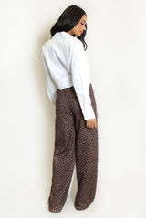 Half Leopard Print Jogger With Stripe