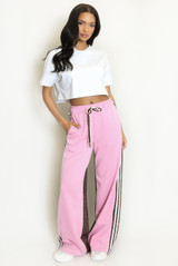 Half Leopard Print Jogger With Stripe