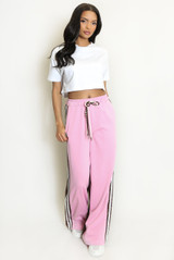 Half Leopard Print Jogger With Stripe