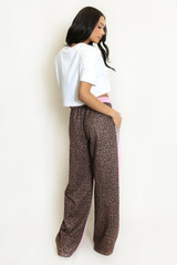 Half Leopard Print Jogger With Stripe