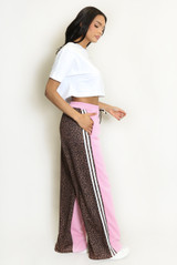 Half Leopard Print Jogger With Stripe