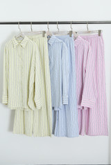 Monochrome Stripe Casual Blouse And Trouser Set