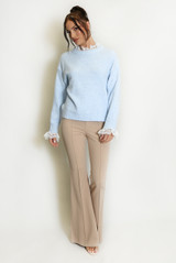 Lace Collar And Cuff Soft Knit Jumper