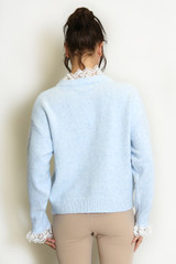 Lace Collar And Cuff Soft Knit Jumper