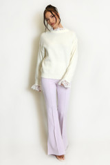 Lace Collar And Cuff Soft Knit Jumper