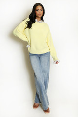 Lace Collar And Cuff Soft Knit Jumper