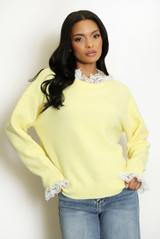 Lace Collar And Cuff Soft Knit Jumper