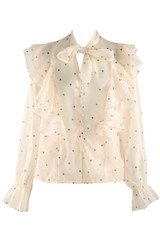 Heart Print Pussy Bow Frill Blouse