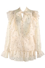 Heart Print Pussy Bow Blouse And Skirt Set