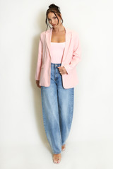 One Button Cotton Blazer