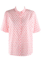 Heart Print Short Sleeve Blouse