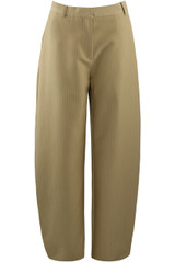 Khaki Pinstripe Button Hem Trouser