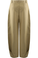 Khaki Pinstripe Button Hem Trouser