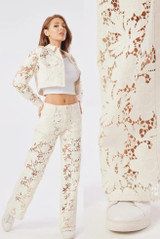 Cream Floral Lace Shacket