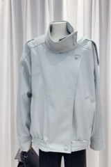 Faux Leather High Neck Jacket