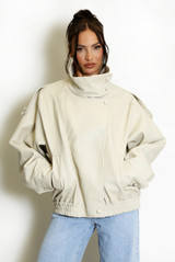 Faux Leather High Neck Jacket