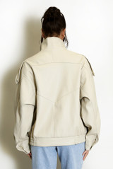 Faux Leather High Neck Jacket