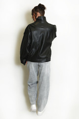 Faux Leather High Neck Jacket