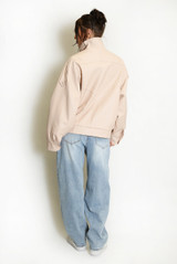 Faux Leather High Neck Jacket