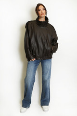 Faux Leather High Neck Jacket