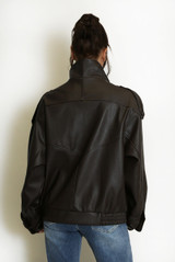 Faux Leather High Neck Jacket