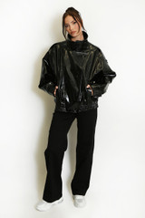 Vinyl High Neck Oversized Jacket
