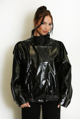 Vinyl High Neck Oversized Jacket
