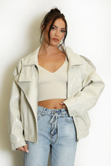 Vinyl High Neck Oversized Jacket