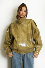 Vinyl High Neck Oversized Jacket