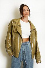 Vinyl High Neck Oversized Jacket