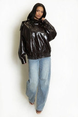 Vinyl High Neck Oversized Jacket