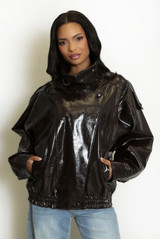 Vinyl High Neck Oversized Jacket