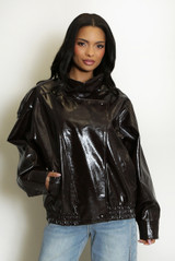Vinyl High Neck Oversized Jacket
