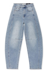 Blue Mid Wash Barrel Jeans