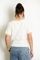 Orange Slogan Short Sleeve Jumper
