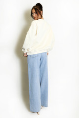 Bow Trim Crew Neck Sweatshirt