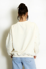 Bow Trim Crew Neck Sweatshirt