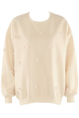 Bow Trim Crew Neck Sweatshirt