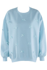 Bow Trim Crew Neck Sweatshirt